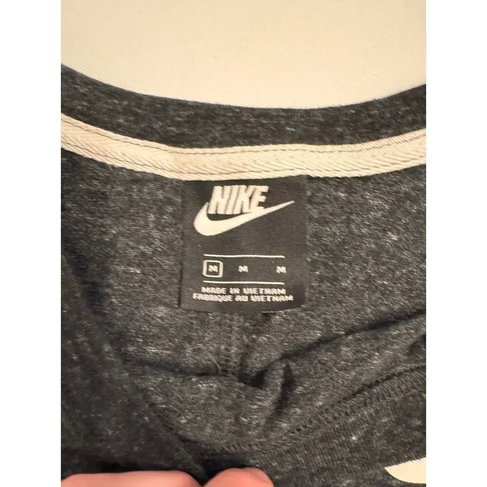 Nike Sportswear Women's Crewneck Long Sleeve Top Heathered Black/White Size M